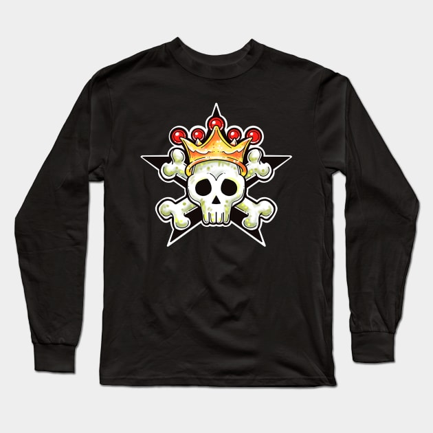 Cute pirate skull with crown and crossbones Long Sleeve T-Shirt by weilertsen